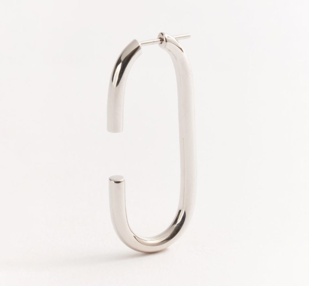 Oval Pierced Earring – Silver